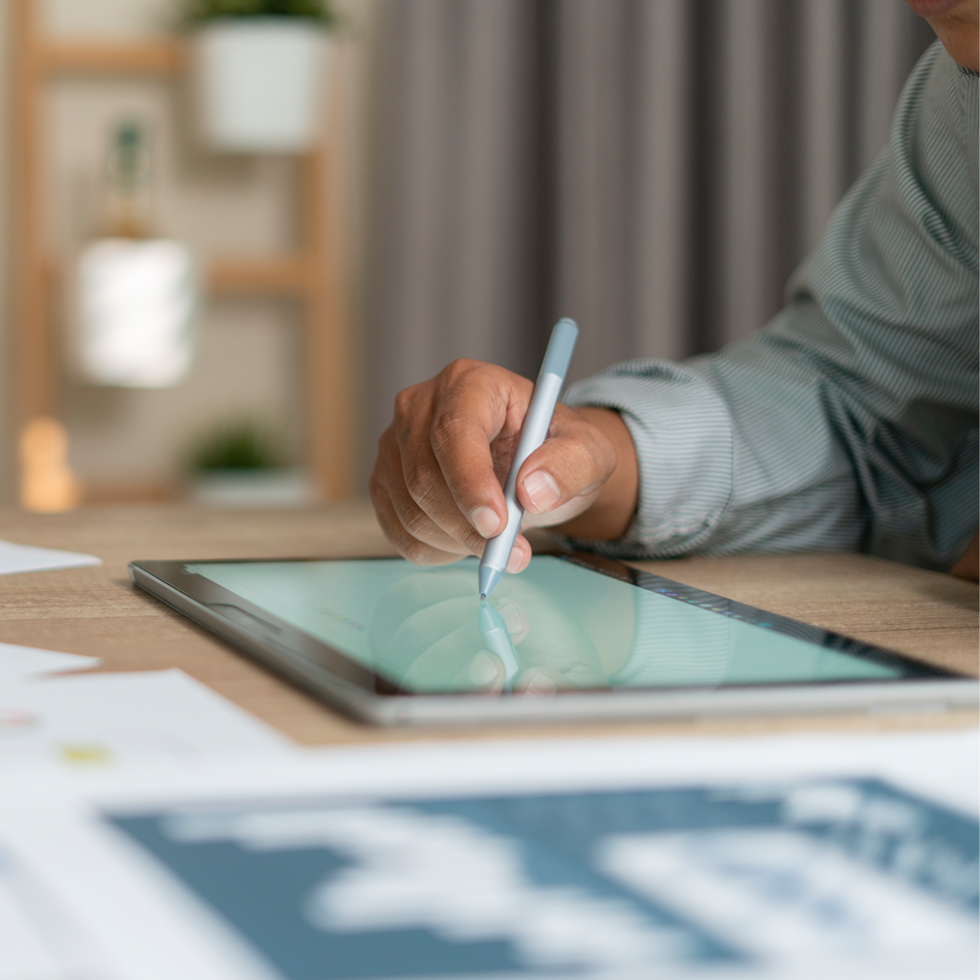 Business man using tablet