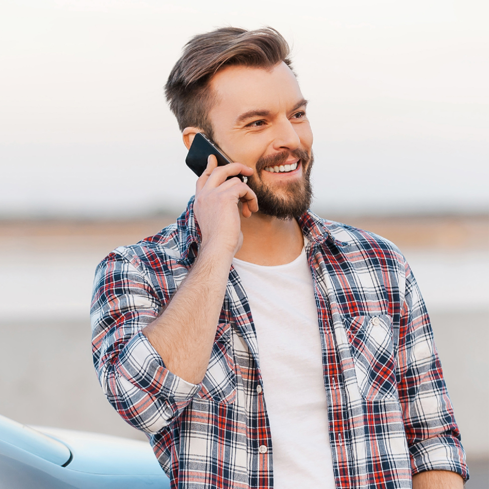 man talking on mobile phone
